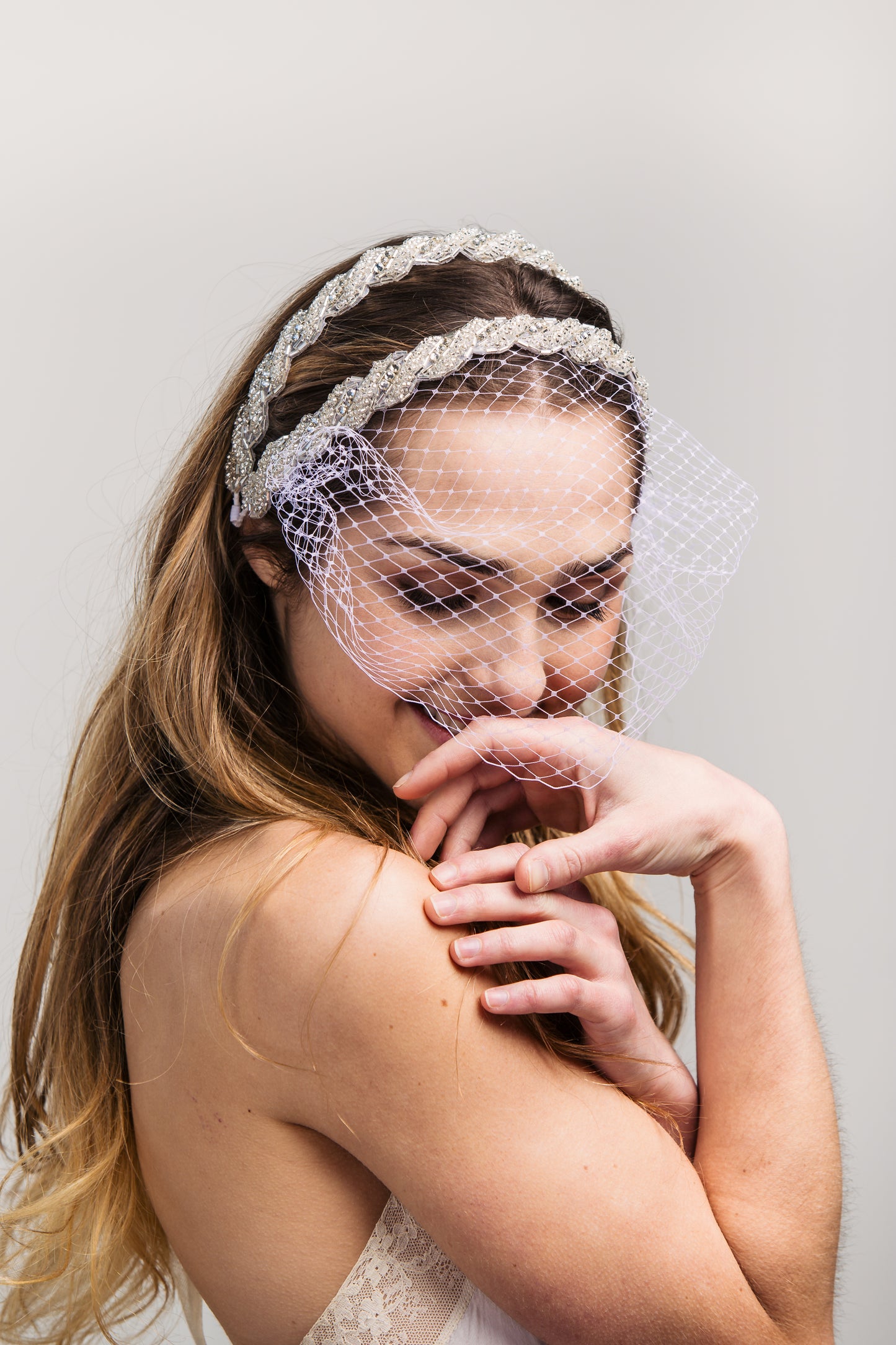 Silver Beaded Twist Fancy Headband